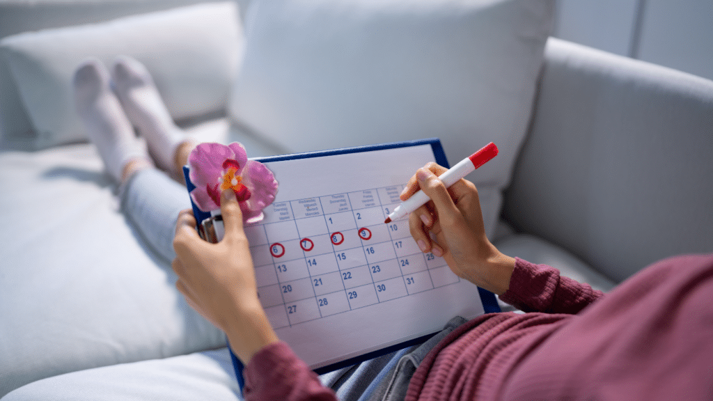 An image of a woman monitoring her menstrual cycle.