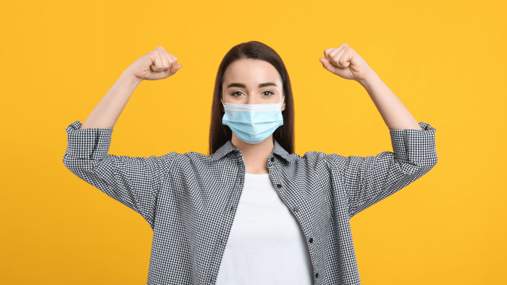 An image of a woman with a strong immunity