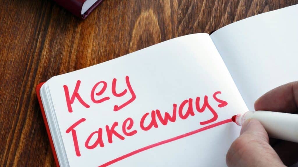 A graphic image written with "Key Takeaway"