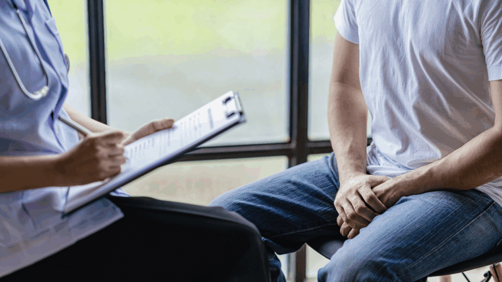 An image of a man consulting to a doctor